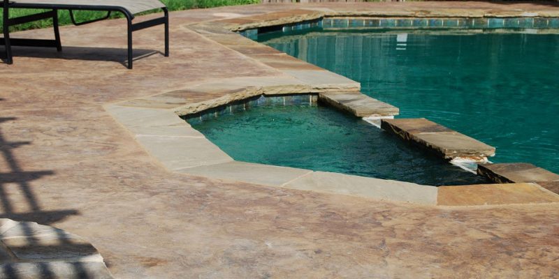 Stamped concrete pool deck remodel project